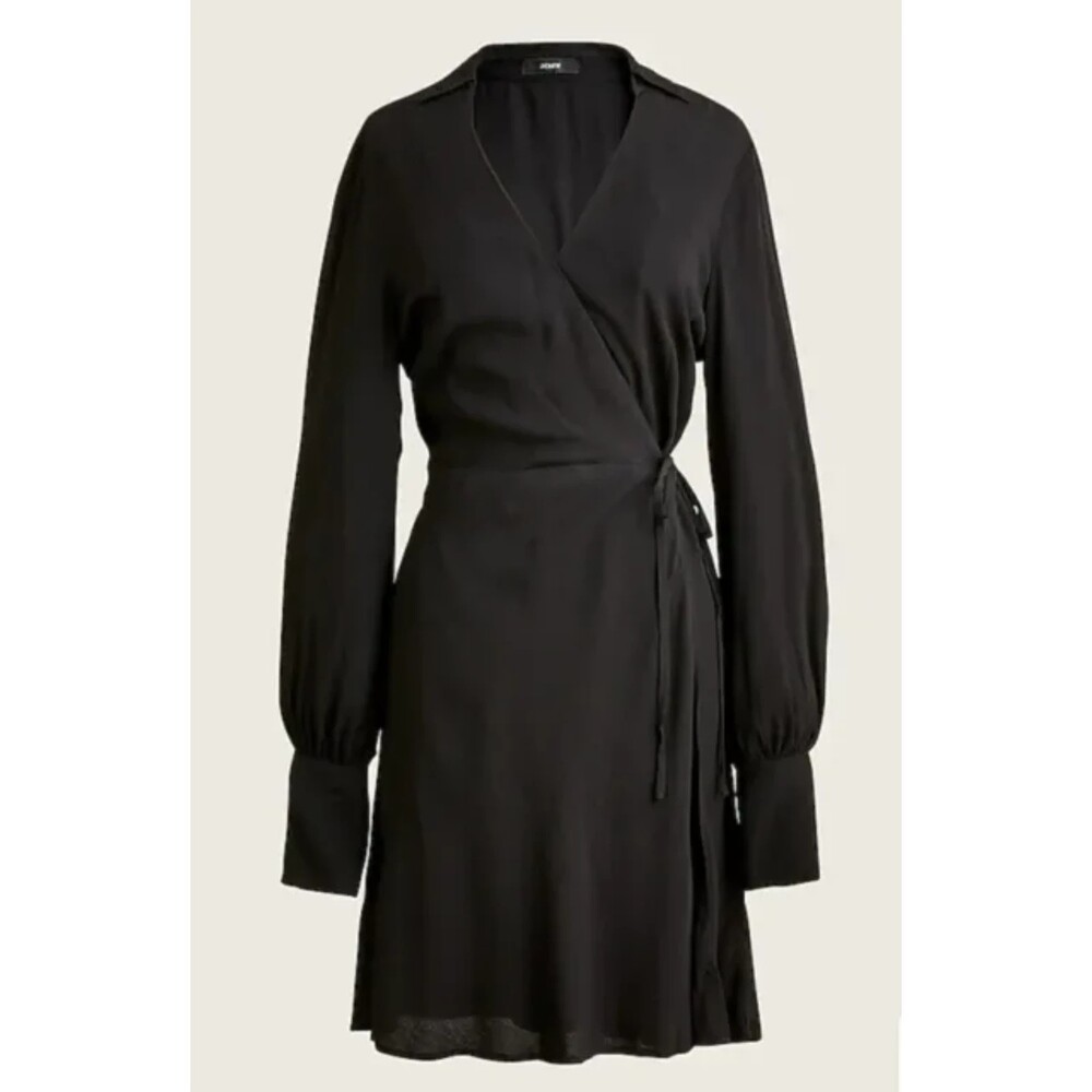 J. Crew Classic Collared Long Sleeve Wrap Dress - Black 4